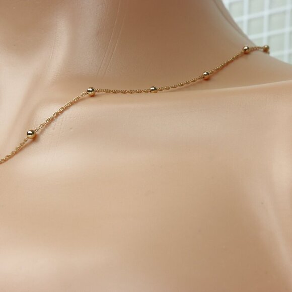 Rose Gold Beaded Chain Necklace with Twist Link – 19.7 Inch Length, XPNL0005 - Picture 9 of 12